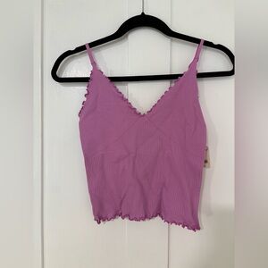 Free People Pink Ribbed Tank Top